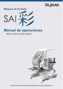 Manual de uso Tajima SAI MDP-S0801C Maquina de bordar