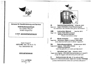 Manuale SGL 9615 Dispositivo TENS
