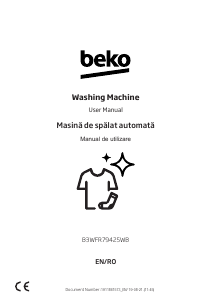 Manual BEKO B3WFR79425WB Washing Machine