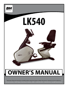 Manual BH Fitness LK540 Exercise Bike