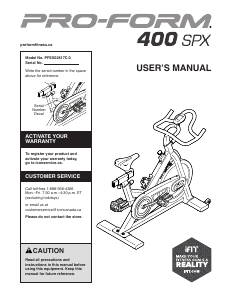 Manual Pro-Form 400 SPX Exercise Bike