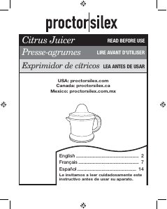 Mode d’emploi Proctor Silex 66332PS Presse-agrumes