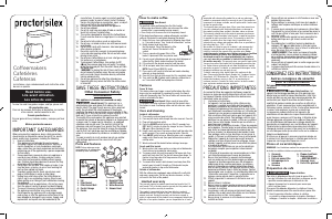 Mode d’emploi Proctor Silex 48351PS Cafetière