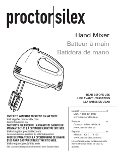 Manual de uso Proctor Silex 62515PS Batidora de varillas