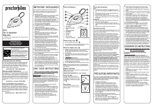 Mode d’emploi Proctor Silex 17291PS Fer à repasser