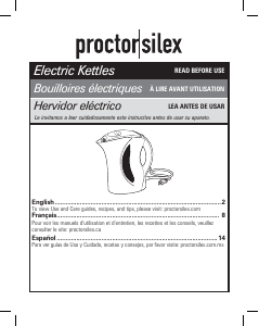 Mode d’emploi Proctor Silex K2070PS Bouilloire