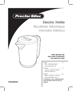 Mode d’emploi Proctor Silex 40940 Bouilloire