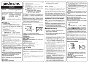 Mode d’emploi Proctor Silex 22624 Grille pain