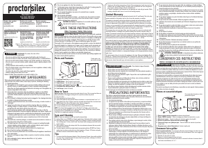 Manual Proctor Silex 22304V Toaster