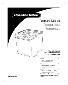Manual de uso Proctor Silex 86300 Yogurtera