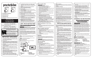Mode d’emploi Proctor Silex 43501PS Cafetière