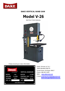 Manual Dake V-26 Band Saw