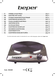 Mode d’emploi Beper 90.820 Table de cuisson