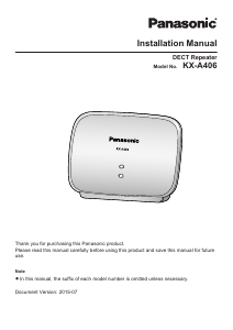 Manuál Panasonic KX-A406 Opakovač DECT signálu