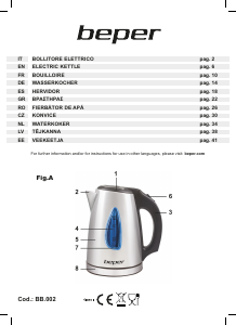 Manuale Beper BB.002 Bollitore