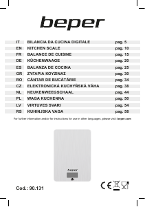 Manual de uso Beper 90.131 Báscula de cocina