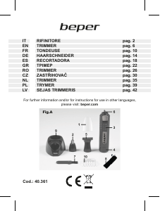 Manuale Beper 40.361 Tagliacapelli naso