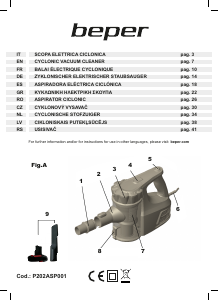 Rokasgrāmata Beper P202ASP001 Putekļu sūcējs