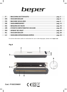 Mode d’emploi Beper P102CON001 Appareils de mise sous vide