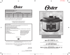Manual de uso Oster CKSTPCECOV57 Olla multi-cocción