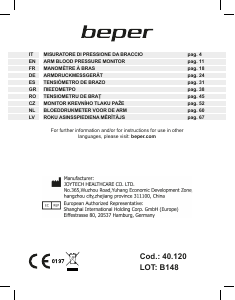 Manual de uso Beper 40.120 Tensiómetro