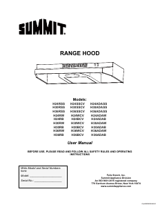 Manual Summit H36RW Cooker Hood