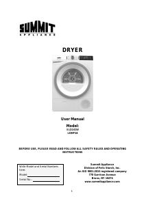 Manual Summit SLD242W Dryer