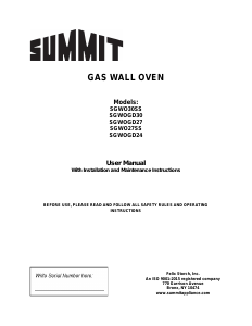 Manual Summit SGWOGD30 Oven