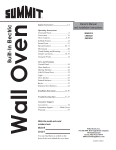 Manual Summit EWOS241 Oven