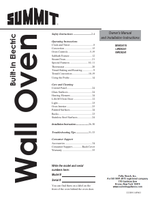 Manual Summit SEW24115 Oven