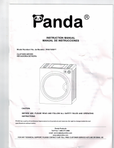 Manual Panda PAN760SFT Dryer