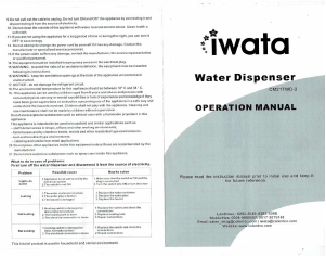 Manual Iwata CM21TWD-2 Water Dispenser