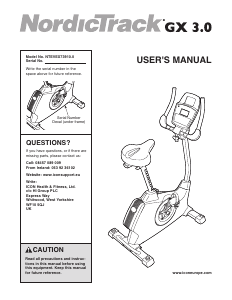 Manual NordicTrack GX 3.0 Exercise Bike