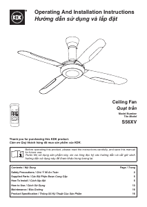 Hướng dẫn sử dụng KDK S56XV Quạt trần