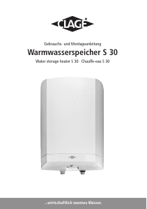 Bedienungsanleitung Clage S 30 Warmwasserspeicher