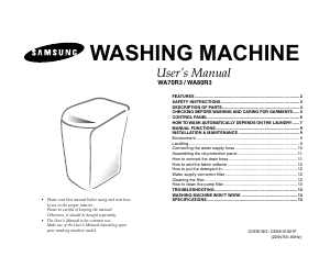 Manual Samsung WA70R3 Washing Machine