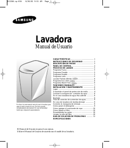 Manual de uso Samsung WA751BCT Lavadora