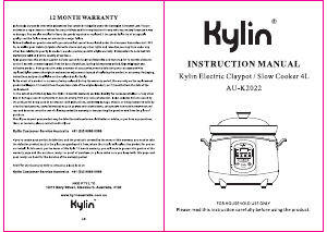 Handleiding Kylin AU-K2022 Slowcooker
