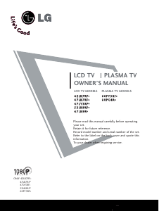 Manual LG 52LB9RF LCD Television