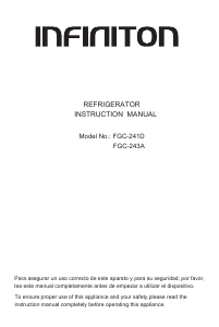 Bedienungsanleitung Infiniton FGC-241D Kühl-gefrierkombination