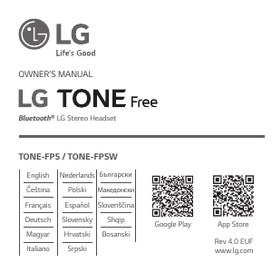 Наръчник LG TONE-FP5W Слушалка