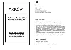 Mode d’emploi Arrow C22031 Cuisinière