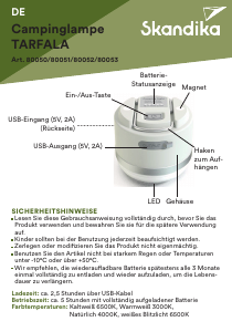 Bedienungsanleitung Skandika 80053 Tarfala Leuchte
