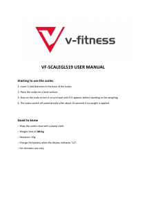 Handleiding V-Fitness VF-SCALEGLS19 Weegschaal