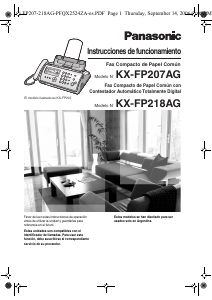 Manual de uso Panasonic KX-FP218AG Máquina de fax