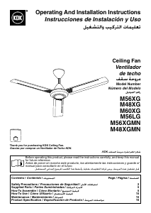 Manual de uso KDK M48XG Ventilador de techo