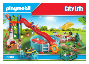 Instrukcja Playmobil set 70987 Modern House Przyjęcie przy basenie ze zjeżdżalnią