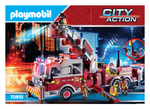 Manual Playmobil set 70935 Rescue Fire engine with tower ladder