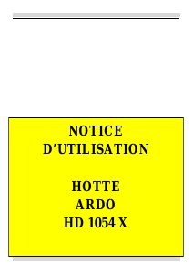 Mode d’emploi Ardo HD1054X Hotte aspirante