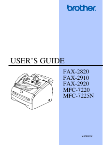 Manual Brother FAX-2920 Fax Machine